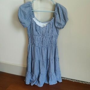 NWT Hollister plaid blue and white dress with pockets size small